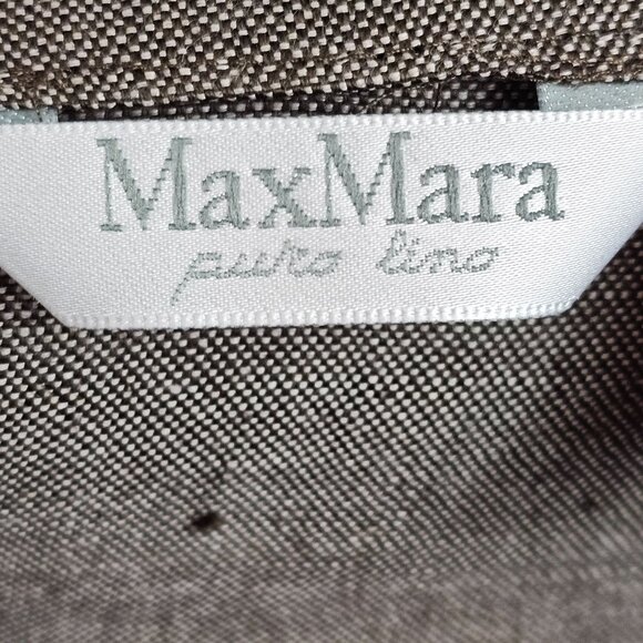 Womens Business Casual Office Pure Linen Cardigan Jacket Max Mara Gray Brown 12 - Picture 7 of 16